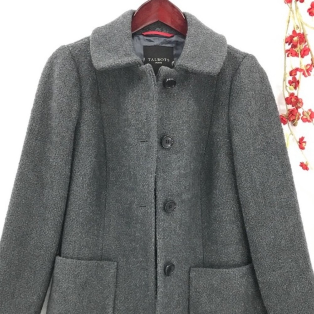 EUC Talbots Gray Boucle Wool Blend Mid-Thigh Coat 2Xp